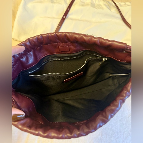 Calvin Klein Burgundy Cross Body Drawstring Bag - Picture 4 of 5